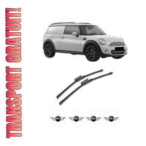 Set stergatoare auto MINI MINI CLUBVAN (R55) din 2012-2014, pentru parbriz auto, 2 bucati, Bosch Aerotwin, din cauciuc siliconat rezistent, 4 Stickere Auto MINI