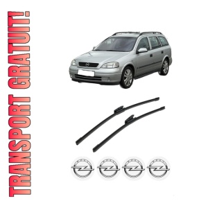 Set stergatoare auto OPEL ASTRA H Estate Van (L70) din 2004-2014, pentru parbriz auto, 2 bucati, Bosch Aerotwin Multi, din cauciuc siliconat rezistent, 4 Stickere Auto OPEL