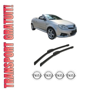 Set stergatoare auto OPEL TIGRA TwinTop (X04) din 2004-2010, pentru parbriz auto, 2 bucati, Bosch Aerotwin Retrofit, din cauciuc siliconat rezistent, 4 Stickere Auto OPEL