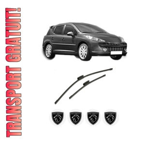 Set stergatoare auto PEUGEOT 207 SW (WK_) din 2007-2013, pentru parbriz auto, 2 bucati, Bosch Aerotwin Multi, din cauciuc siliconat rezistent, 4 Stickere Auto PEUGEOT