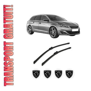 Set stergatoare auto PEUGEOT 308 SW II (LC_, LJ_, LR_, LX_, L4_) din 2014-2021, pentru parbriz auto, 2 bucati, Bosch Aerotwin, din cauciuc siliconat rezistent, 4 Stickere Auto PEUGEOT