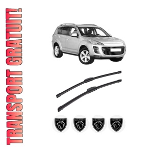 Set stergatoare auto PEUGEOT 4007 (VU_, VV_) din 2007-2013, pentru parbriz auto, 2 bucati, Bosch Aerotwin Retrofit, din cauciuc siliconat rezistent, 4 Stickere Auto PEUGEOT