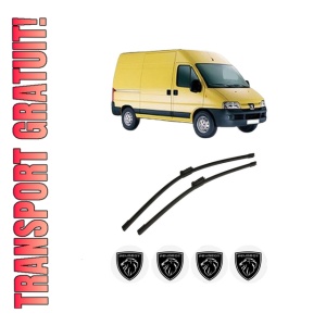 Set stergatoare auto PEUGEOT BOXER Van din 2006-2023, pentru parbriz auto, 2 bucati, Bosch Aerotwin, din cauciuc siliconat rezistent, 4 Stickere Auto PEUGEOT