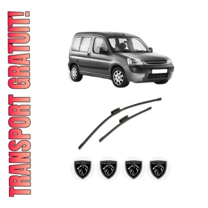 Set stergatoare auto PEUGEOT PARTNER TEPEE din 2008-2018, pentru parbriz auto, 2 bucati, Bosch Aerotwin Multi, din cauciuc siliconat rezistent, 4 Stickere Auto PEUGEOT
