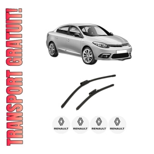 Set stergatoare auto RENAULT FLUENCE (L3_) din 2010-2015, pentru parbriz auto, 2 bucati, Bosch Aerotwin, din cauciuc siliconat rezistent, 4 Stickere Auto RENAULT