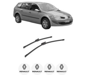 Set stergatoare auto RENAULT MEGANE II Estate Van (KM_) din 2003-2009, pentru parbriz auto, 2 bucati, Bosch Aerotwin, din cauciuc siliconat rezistent, 4 Stickere Auto RENAULT - Img 2