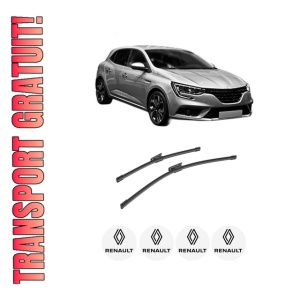 Set stergatoare auto RENAULT MEGANE IV Hatchback (B9A/M/N_) din 2015-2021, pentru parbriz auto, 2 bucati, Bosch Aerotwin, din cauciuc siliconat rezistent, 4 Stickere Auto RENAULT