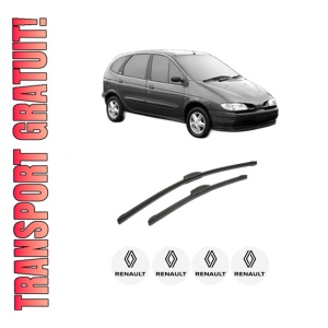 Set stergatoare auto RENAULT MEGANE Scénic VAN (JA0/1_) din 1997-1999, pentru parbriz auto, 2 bucati, Bosch Aerotwin Retrofit, din cauciuc siliconat rezistent, 4 Stickere Auto RENAULT