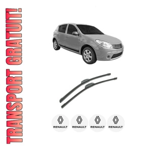 Set stergatoare auto RENAULT SANDERO/STEPWAY I (BS_) din 2012, pentru parbriz auto, 2 bucati, Bosch Aerotwin Retrofit, din cauciuc siliconat rezistent, 4 Stickere Auto RENAULT
