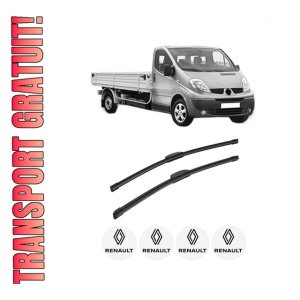 Set stergatoare auto RENAULT TRAFIC II Platform/Chassis (EL) din 2001-2007, pentru parbriz auto, 2 bucati, Bosch Aerotwin Retrofit, din cauciuc siliconat rezistent, 4 Stickere Auto RENAULT