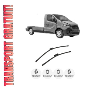 Set stergatoare auto RENAULT TRAFIC III Platform/Chassis (EG_) din 2014-2023, pentru parbriz auto, 2 bucati, Bosch Aerotwin Multi, din cauciuc siliconat rezistent, 4 Stickere Auto RENAULT