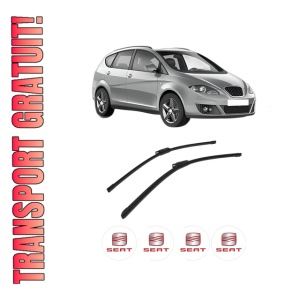 Set stergatoare auto SEAT ALTEA XL (5P5, 5P8) din 2006-2015, pentru parbriz auto, 2 bucati, Bosch Aerotwin, din cauciuc siliconat rezistent, 4 Stickere Auto SEAT