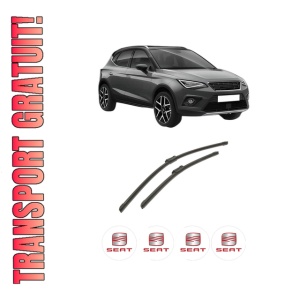 Set stergatoare auto SEAT ARONA (KJ7, KJP) din 2017-2020, pentru parbriz auto, 2 bucati, Bosch Aerotwin, din cauciuc siliconat rezistent, 4 Stickere Auto SEAT