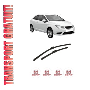 Set stergatoare auto SEAT IBIZA IV SC (6J1, 6P5) din 2008-2016, pentru parbriz auto, 2 bucati, Bosch Aerotwin, din cauciuc siliconat rezistent, 4 Stickere Auto SEAT
