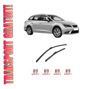Set stergatoare auto SEAT LEON ST (5F8) din 2012-2020, pentru parbriz auto, 2 bucati, Bosch Aerotwin, din cauciuc siliconat rezistent, 4 Stickere Auto SEAT