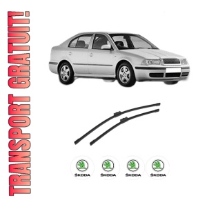 Set stergatoare auto SKODA Octavia I (1U2) din 1996-2010, pentru parbriz auto, 2 bucati, Bosch Aerotwin, din cauciuc siliconat rezistent, 4 Stickere Auto SKODA