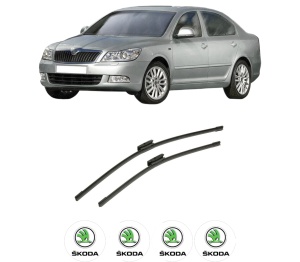 Set stergatoare auto SKODA Octavia II (1Z3) din 2004-2013, pentru parbriz auto, 2 bucati, Bosch Aerotwin Multi, din cauciuc siliconat rezistent, 4 Stickere Auto SKODA - Img 2