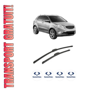 Set stergatoare auto SSANGYONG KORANDO (CK) din 2010-2015, pentru parbriz auto, 2 bucati, Bosch Aerotwin Retrofit, din cauciuc siliconat rezistent, 4 Stickere Auto SSANGYONG