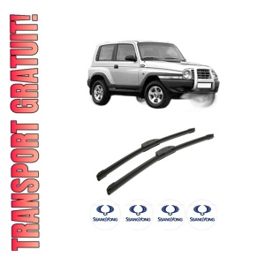 Set stergatoare auto SSANGYONG KORANDO (KJ) din 1996-2006, pentru parbriz auto, 2 bucati, Bosch Aerotwin Retrofit, din cauciuc siliconat rezistent, 4 Stickere Auto SSANGYONG