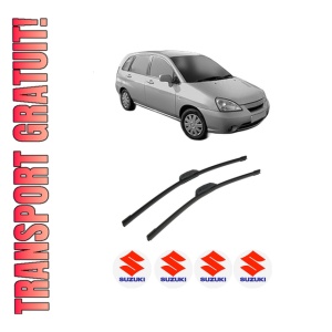 Set stergatoare auto SUZUKI LIANA Hatchback din 2001-2007, pentru parbriz auto, 2 bucati, Bosch Aerotwin Retrofit, din cauciuc siliconat rezistent, 4 Stickere Auto SUZUKI