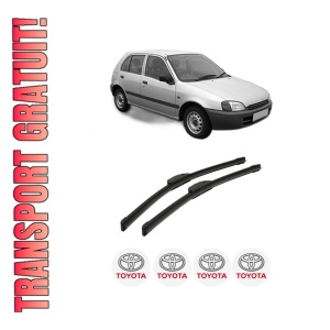 Set stergatoare auto TOYOTA STARLET (_P9_) din 1996-1999, pentru parbriz auto, 2 bucati, Bosch Aerotwin Retrofit, din cauciuc siliconat rezistent, 4 Stickere Auto TOYOTA