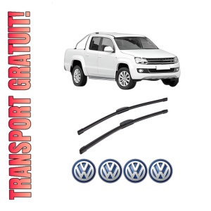 Set stergatoare auto Volkswagen AMAROK (2HA, 2HB, S1B, S6B, S7A, S7B, AGD) din 2010-2022, pentru parbriz auto, 2 bucati, Bosch Aerotwin Retrofit, din cauciuc siliconat rezistent, 4 Stickere Auto Volkswagen