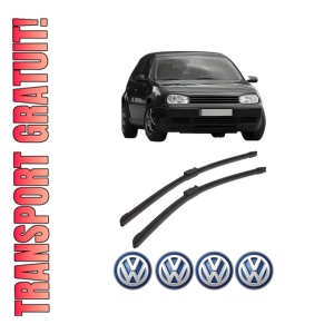 Set stergatoare auto Volkswagen GOLF IV Van (1J1) din 1997-2004, pentru parbriz auto, 2 bucati, Bosch Aerotwin, din cauciuc siliconat rezistent, 4 Stickere Auto Volkswagen