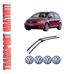 Set stergatoare auto Volkswagen GOLF PLUS Van (521) din 2009-2014, pentru parbriz auto, 2 bucati, Bosch Aerotwin Multi, din cauciuc siliconat rezistent, 4 Stickere Auto Volkswagen