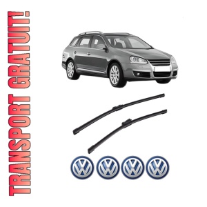 Set stergatoare auto Volkswagen GOLF V Variant (1K5) din 2007-2009, pentru parbriz auto, 2 bucati, Bosch Aerotwin, din cauciuc siliconat rezistent, 4 Stickere Auto Volkswagen