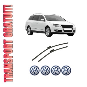 Set stergatoare auto Volkswagen PASSAT B6 Variant (3C5) din 2005-2011, pentru parbriz auto, 2 bucati, Bosch Aerotwin Multi, din cauciuc siliconat rezistent, 4 Stickere Auto Volkswagen