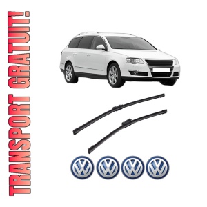 Set stergatoare auto Volkswagen PASSAT B6 Variant (3C5) din 2005-2011, pentru parbriz auto, 2 bucati, Bosch Aerotwin, din cauciuc siliconat rezistent, 4 Stickere Auto Volkswagen
