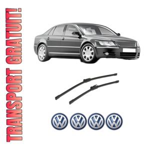 Set stergatoare auto Volkswagen PHAETON (3D1, 3D2, 3D3, 3D4, 3D6, 3D7, 3D8, 3D9) din 2002-2016, pentru parbriz auto, 2 bucati, Bosch Aerotwin, din cauciuc siliconat rezistent, 4 Stickere Auto Volkswagen