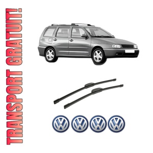 Set stergatoare auto Volkswagen POLO Variant (6V5) din 1997-2001, pentru parbriz auto, 2 bucati, Bosch Aerotwin Retrofit, din cauciuc siliconat rezistent, 4 Stickere Auto Volkswagen