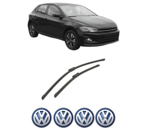 Set stergatoare auto Volkswagen POLO VI (AW1, BZ1, AE1) din 2017-2021, pentru parbriz auto, 2 bucati, Bosch Aerotwin, din cauciuc siliconat rezistent, 4 Stickere Auto Volkswagen - Img 2