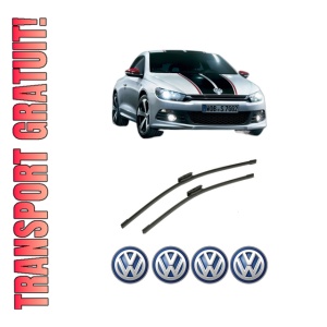 Set stergatoare auto Volkswagen SCIROCCO Van (137) din 2009-2014, pentru parbriz auto, 2 bucati, Bosch Aerotwin Multi, din cauciuc siliconat rezistent, 4 Stickere Auto Volkswagen