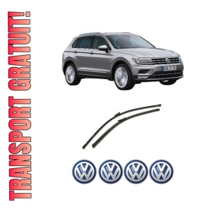 Set stergatoare auto Volkswagen TIGUAN SUV Van (AD1) din 2016-2020, pentru parbriz auto, 2 bucati, Bosch Aerotwin, din cauciuc siliconat rezistent, 4 Stickere Auto Volkswagen