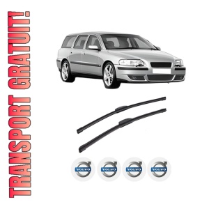 Set stergatoare auto VOLVO V70 II (285) din 1999-2008, pentru parbriz auto, 2 bucati, Bosch Aerotwin Retrofit, din cauciuc siliconat rezistent, 4 Stickere Auto VOLVO