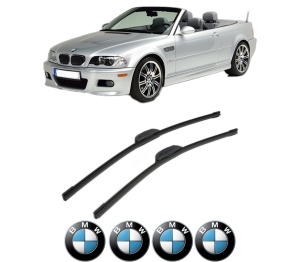 Set stergatoare BMW Seria 3 Compact (E46) din 2001-2003, pentru parbriz auto, 2 bucati, Bosch Aerotwin Retrofit, din cauciuc siliconat rezistent, 4 Stickere Auto BMW Seria v47325