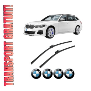 Set stergatoare BMW Seria 3 Touring (G21, G81) din 2019-2024, pentru parbriz auto, 2 bucati, Bosch Aerotwin, din cauciuc siliconat rezistent, 4 Stickere Auto BMW Seria