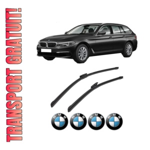 Set stergatoare BMW Seria 5 Touring (G31) din 2017-2022, pentru parbriz auto, 2 bucati, Bosch Aerotwin Multi, din cauciuc siliconat rezistent, 4 Stickere Auto BMW Seria