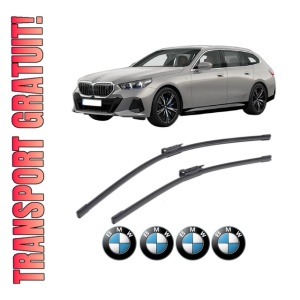 Set stergatoare BMW Seria 5 Touring (G61, G99) din 2024, pentru parbriz auto, 2 bucati, Bosch Aerotwin, din cauciuc siliconat rezistent, 4 Stickere Auto BMW Seria