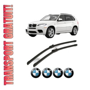 Set stergatoare BMW Seria X5 (E70) din 2006-2013, pentru parbriz auto, 2 bucati, Bosch Aerotwin, din cauciuc siliconat rezistent, 4 Stickere Auto BMW Seria - Img 1