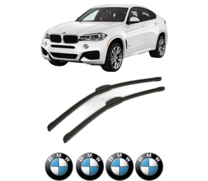 Set stergatoare BMW Seria X6 (F16, F86) din 2014-2019, pentru parbriz auto, 2 bucati, Bosch Aerotwin, din cauciuc siliconat rezistent, 4 Stickere Auto BMW Seria v49760