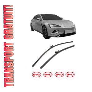 Set stergatoare BYD SEAL din 2022-2023, pentru parbriz auto, 2 bucati, Valeo Silencio Xtrm, din cauciuc siliconat rezistent, 4 Stickere Auto BYD