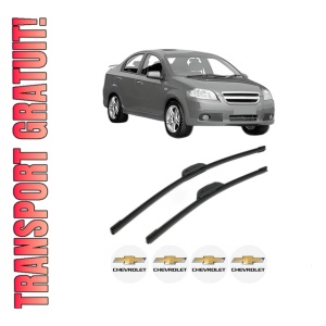 Set stergatoare CHEVROLET AVEO / KALOS Saloon (T250, T255) din 2005-2013, pentru parbriz auto, 2 bucati, Bosch Aerotwin Retrofit, din cauciuc siliconat rezistent, 4 Stickere Auto CHEVROLET