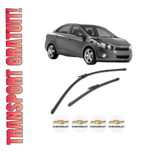 Set stergatoare CHEVROLET AVEO Saloon (T300) din 2011-2015, pentru parbriz auto, 2 bucati, Valeo Silencio Xtrm, din cauciuc siliconat rezistent, 4 Stickere Auto CHEVROLET