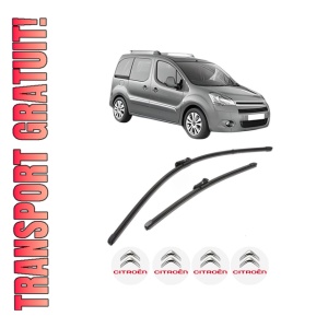 Set stergatoare CITROEN BERLINGO MULTISPACE (B9) din 2008-2021, pentru parbriz auto, 2 bucati, Valeo Silencio Xtrm, din cauciuc siliconat rezistent, 4 Stickere Auto CITROEN