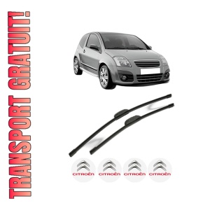 Set stergatoare CITROEN C2 (JM_) din 2003-2006, pentru parbriz auto, 2 bucati, Bosch Aerotwin Retrofit, din cauciuc siliconat rezistent, 4 Stickere Auto CITROEN