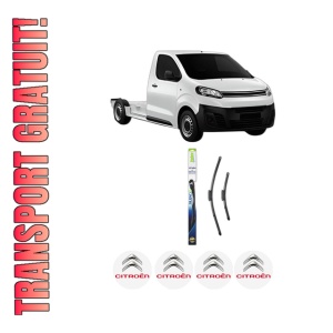 Set stergatoare CITROEN JUMPY III Platform/Chassis (V_) din 2016-2023, pentru parbriz auto, 2 bucati, Valeo Silencio Xtrm, din cauciuc siliconat rezistent, 4 Stickere Auto CITROEN