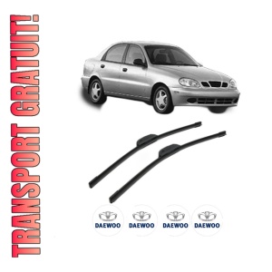 Set stergatoare DAEWOO LANOS Saloon (KLAT) din 1997, pentru parbriz auto, 2 bucati, Bosch Aerotwin Retrofit, din cauciuc siliconat rezistent, 4 Stickere Auto DAEWOO